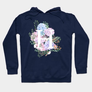 botanical monogram alphabet H hydrangea flowers Hoodie